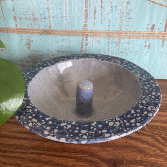 The Original Apple Baker Baking Dish Paris, Maine Bowl Blue Trim Dessert Cooking - Picture 1 of 7